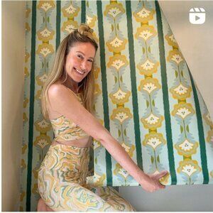 Spoonflower x Dani Dazey Pinstripe Plant - Minty Greens Non Pasted Wallpaper